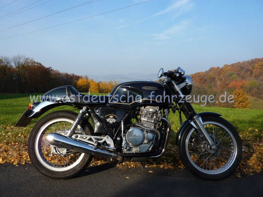 Honda GB 500 Clubman (38 PS Version) - älteres Bild, mittlerweile mit Ochsenaugen, Edelstahlbügel, ETZ Schutzblech, MZ ES Spiegel